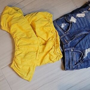 Yellow Ruffled Women's Top